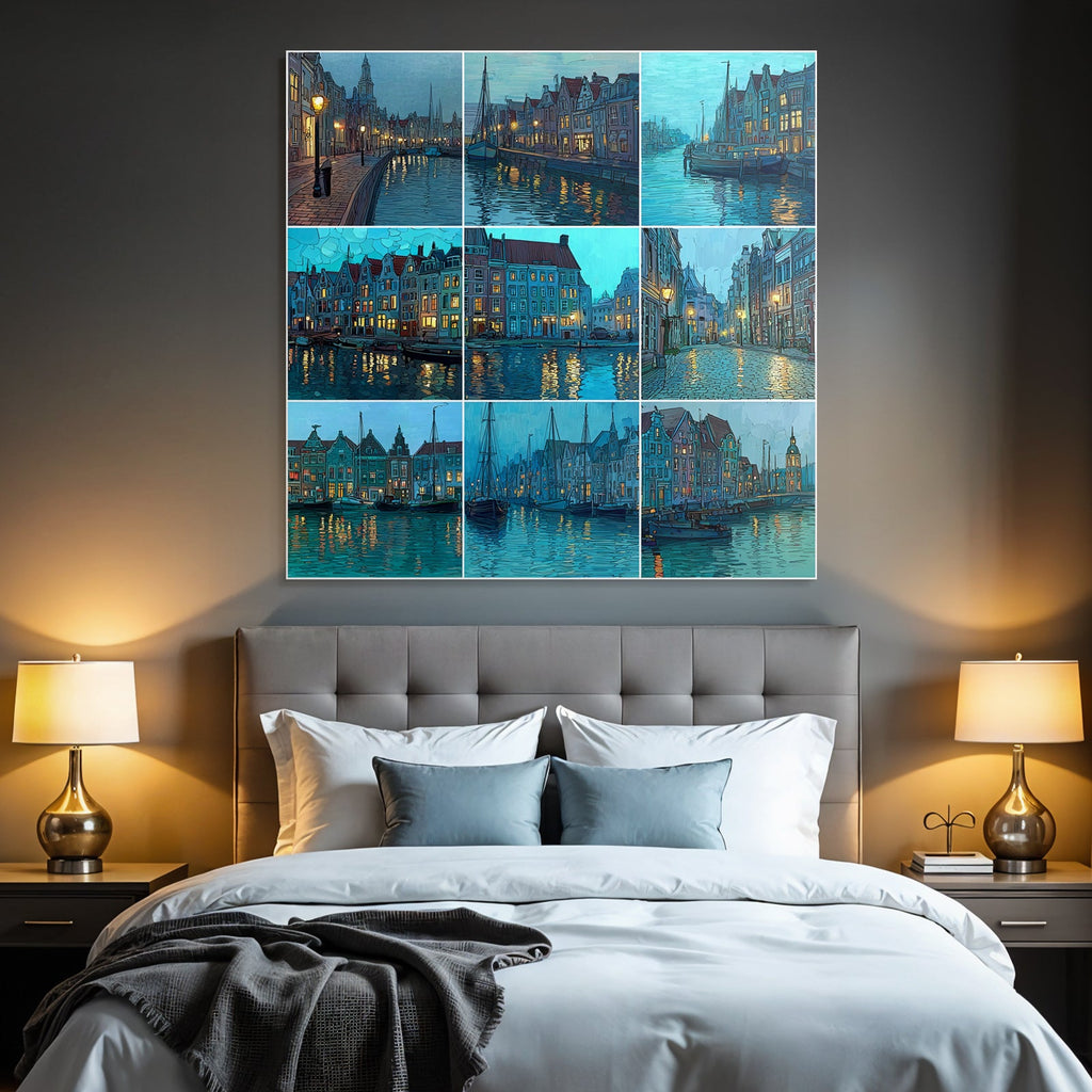 Blau Malerei Von Wasserszenen Im Niederländischen Stil Von Van Gogh