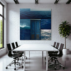 Blau Oceanische Themen Collage Von Blaüm Meer Und Türen