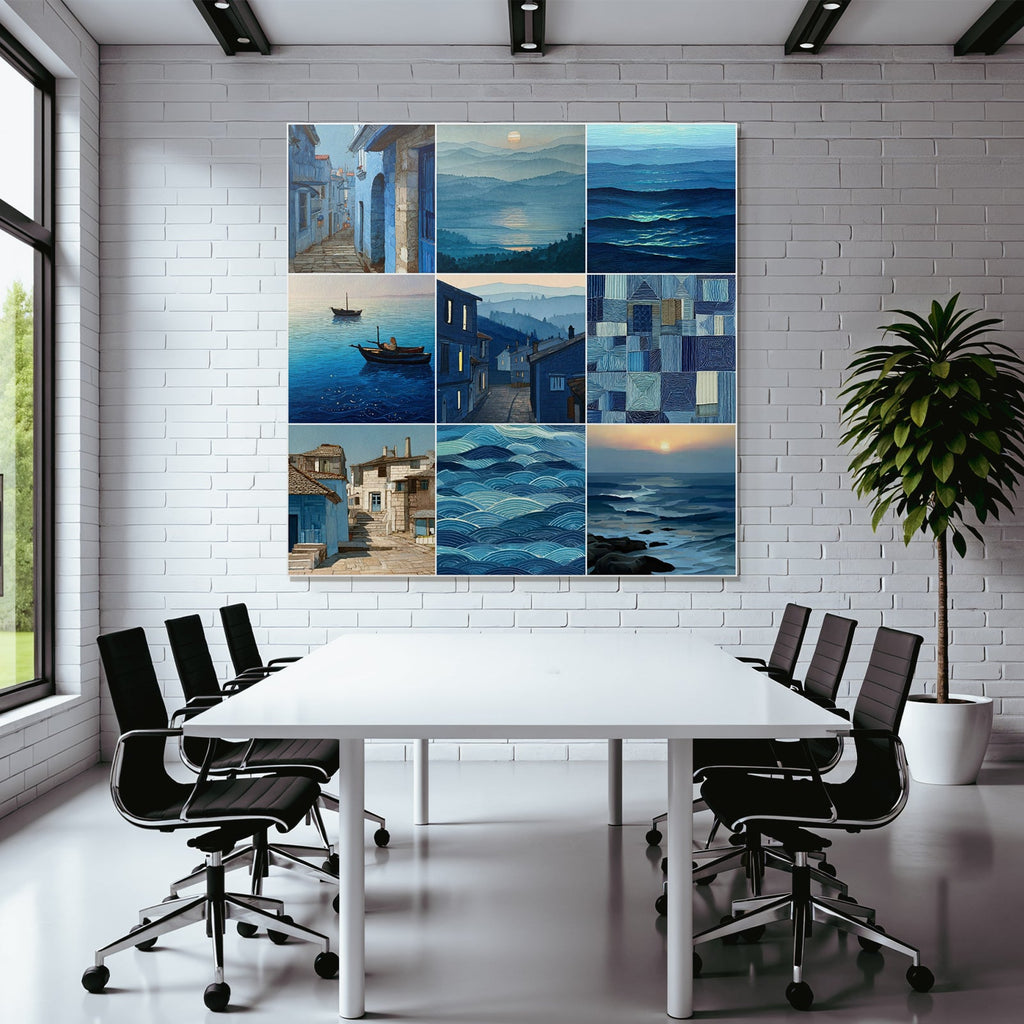 Blau Ruhige Blaü Landschaften Collage