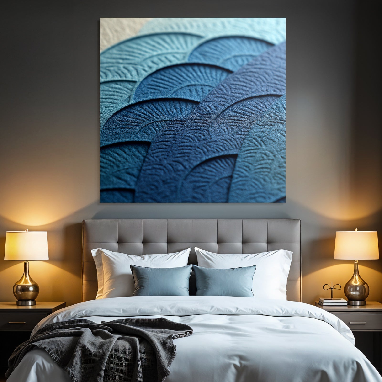 Blau Texturiertes Papier Gradient Blau Fan Muster