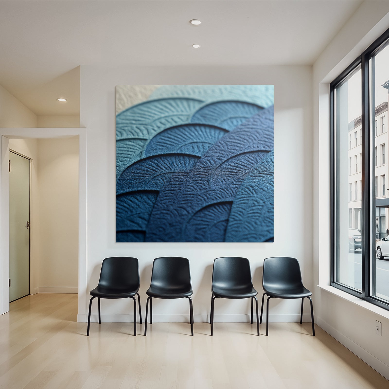Blau Texturiertes Papier Gradient Blau Fan Muster