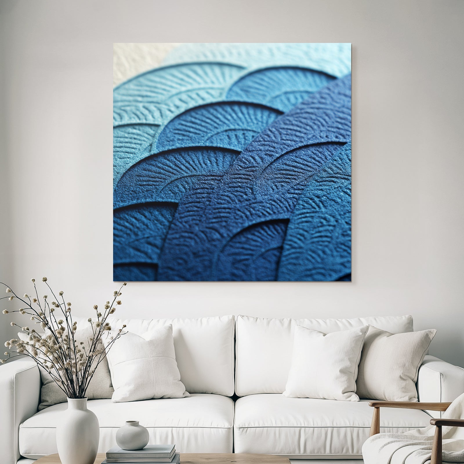 Blau Texturiertes Papier Gradient Blau Fan Muster