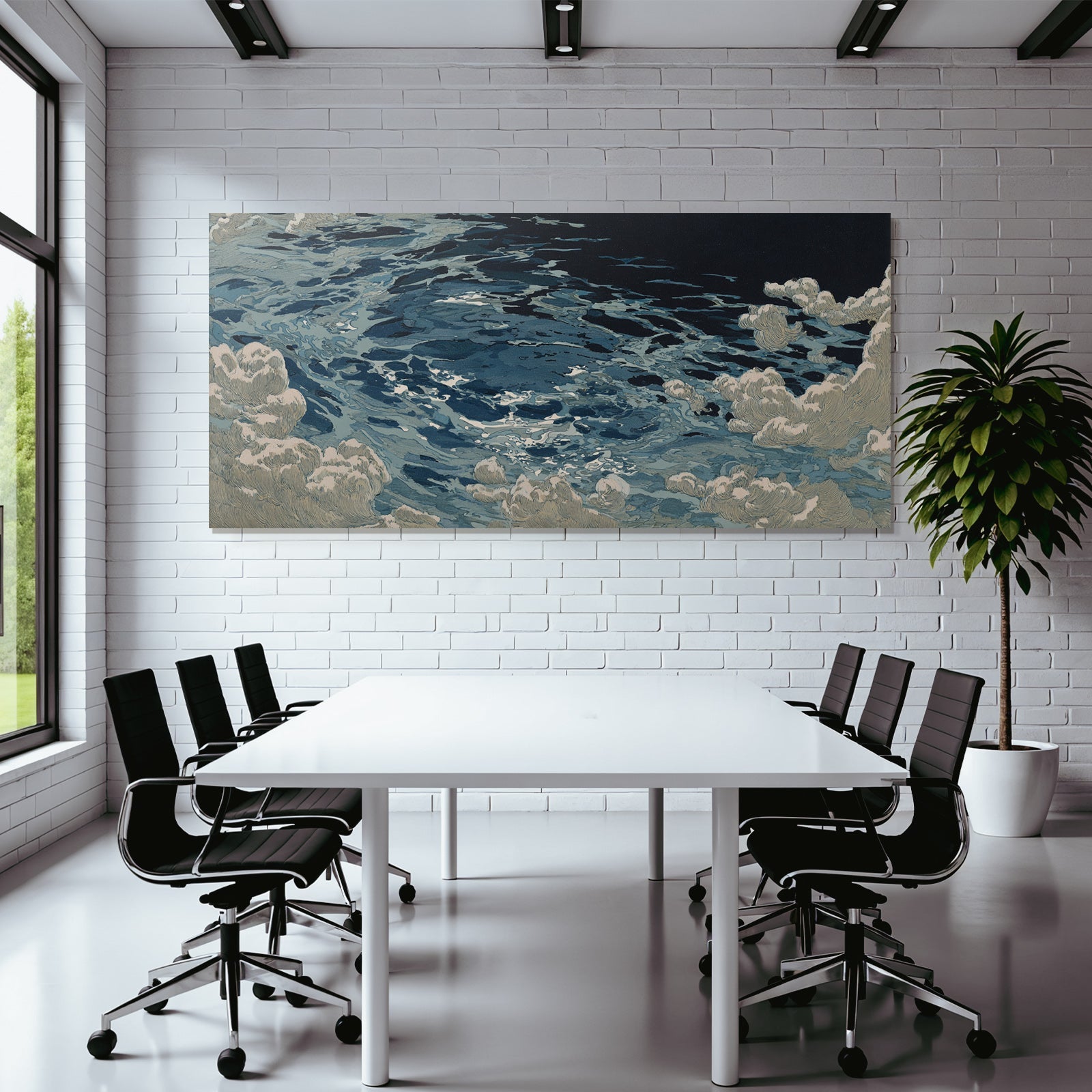 Blau Wasser Und Nebel Stilisierte Darstellung Mit Blau Und Weiss