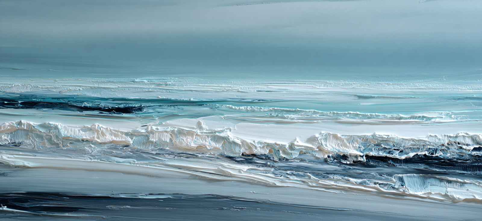 Blau Abstracte Meerlandschaft Wellig Texturen Blau Weiss Beige | Petrol Maritim Delfter Blau | Farbenwelten