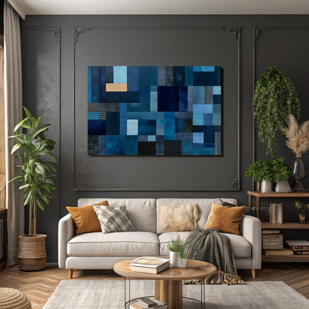 Blau Abstrakte Blaü Patchwork Komposition