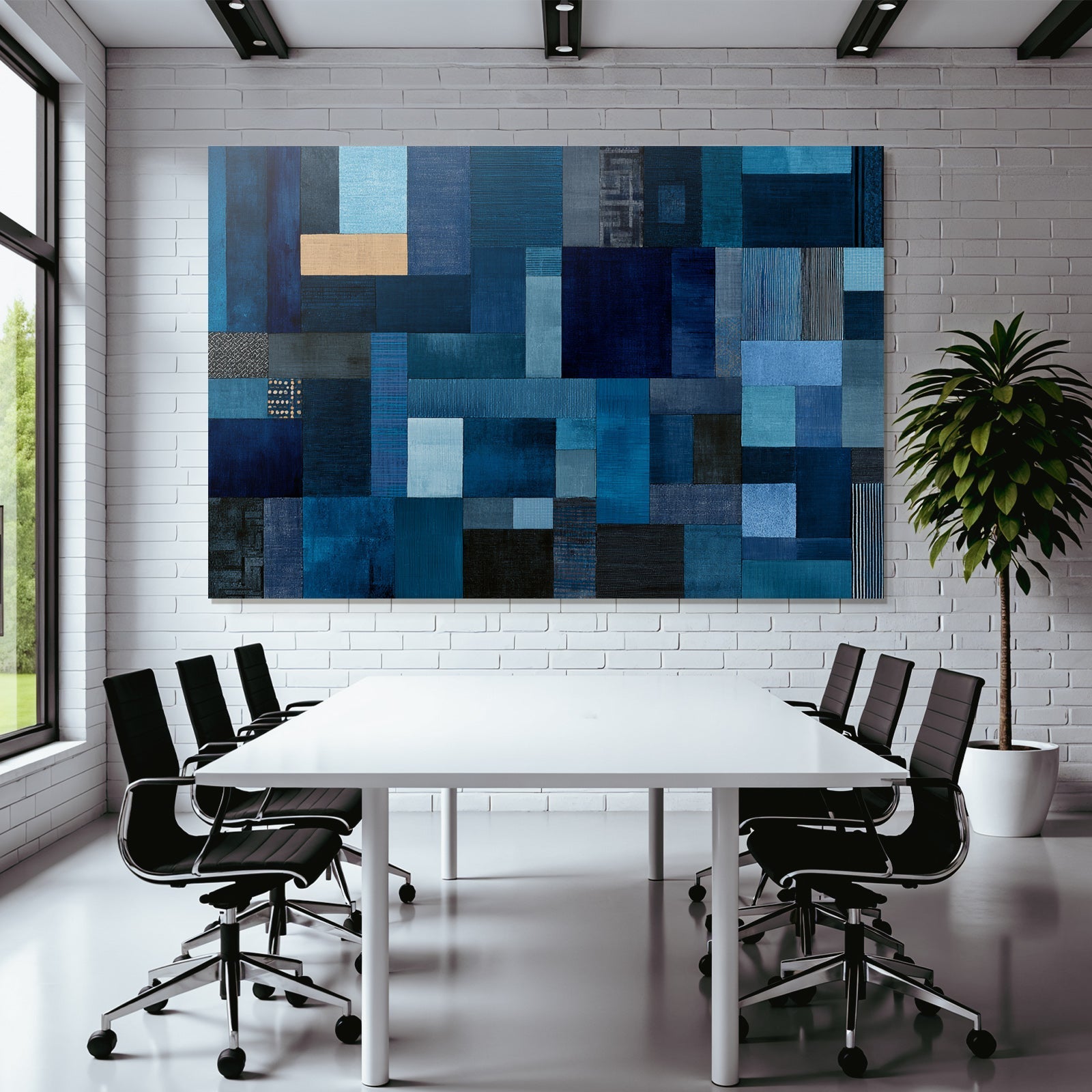 Blau Abstrakte Blaü Patchwork Komposition