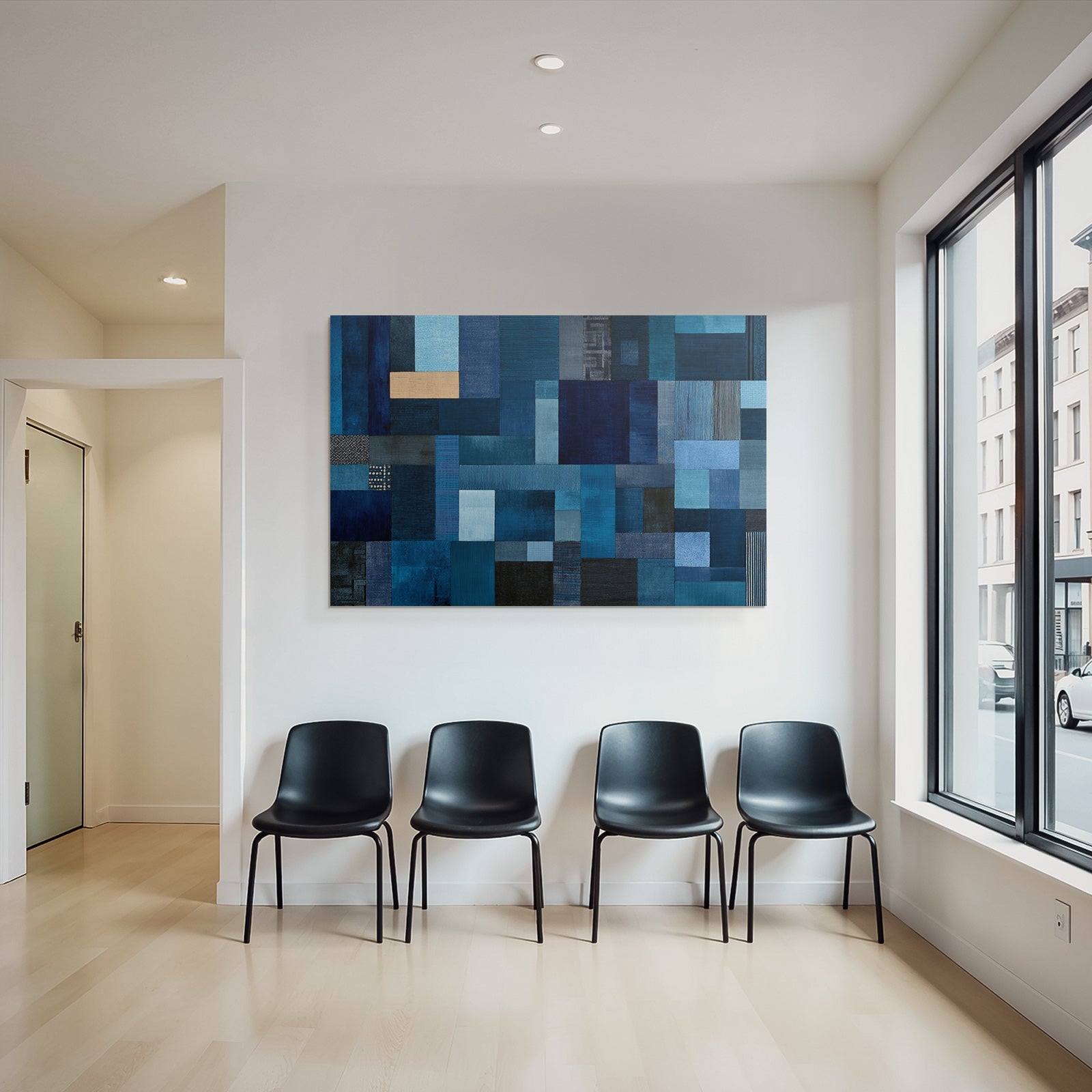 Blau Abstrakte Blaü Patchwork Komposition