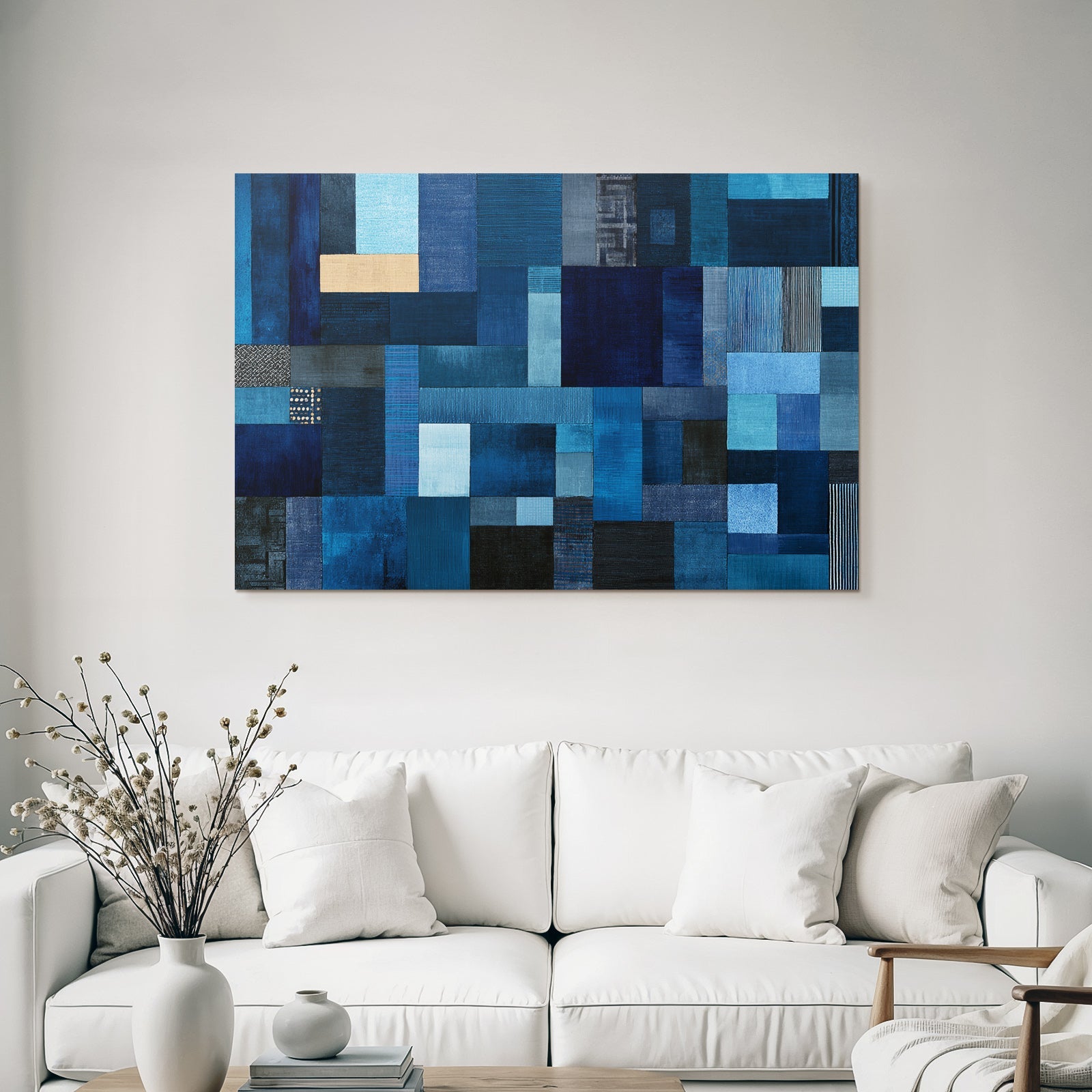Blau Abstrakte Blaü Patchwork Komposition