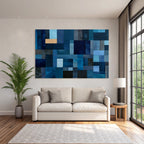 Blau Abstrakte Blaü Patchwork Komposition