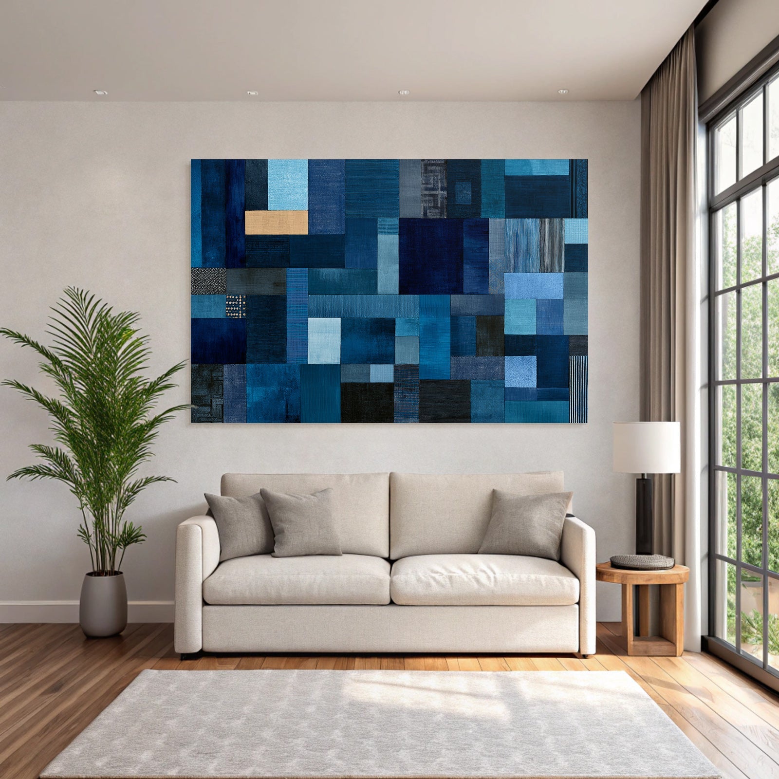 Blau Abstrakte Blaü Patchwork Komposition