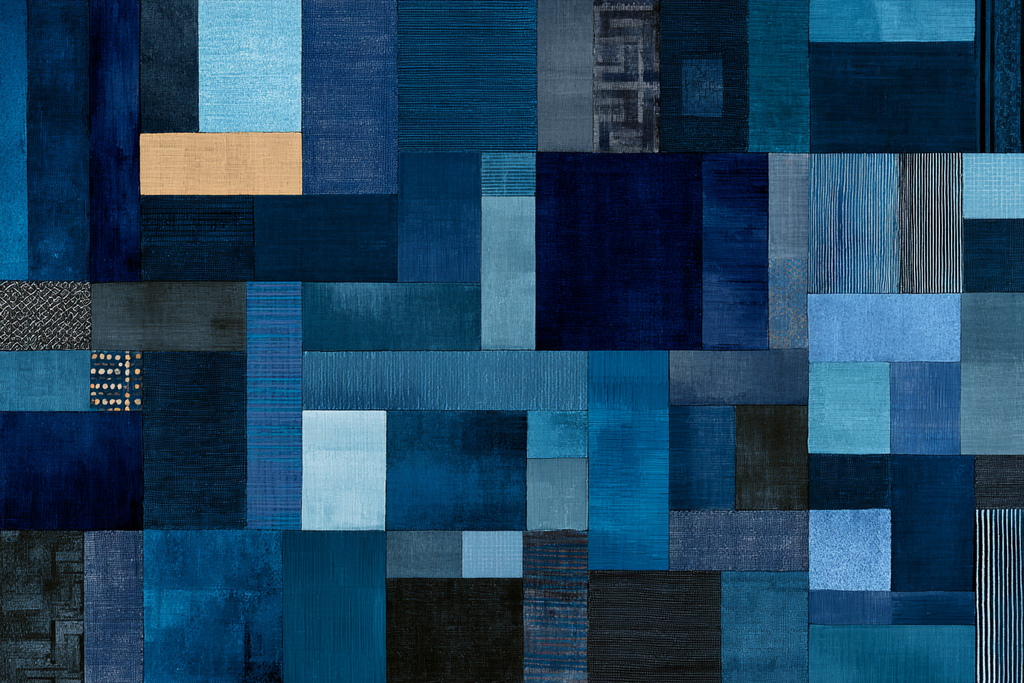 Blau Abstrakte Blaü Patchwork Komposition | Petrol Maritim Delfter Blau | Farbenwelten