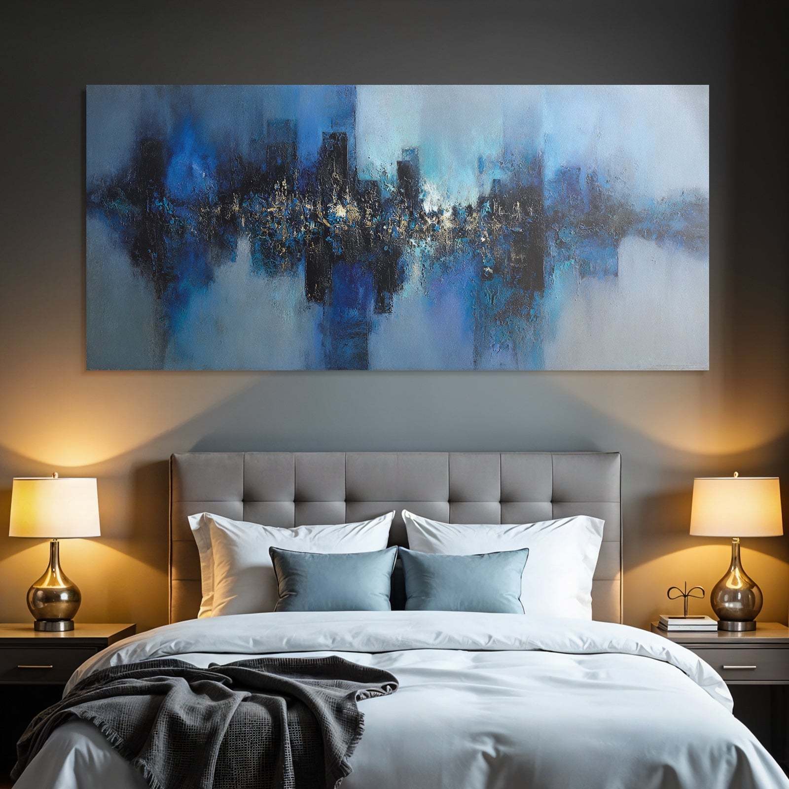 Blau Abstraktes Gemälde Blau Schwarz Late Shades