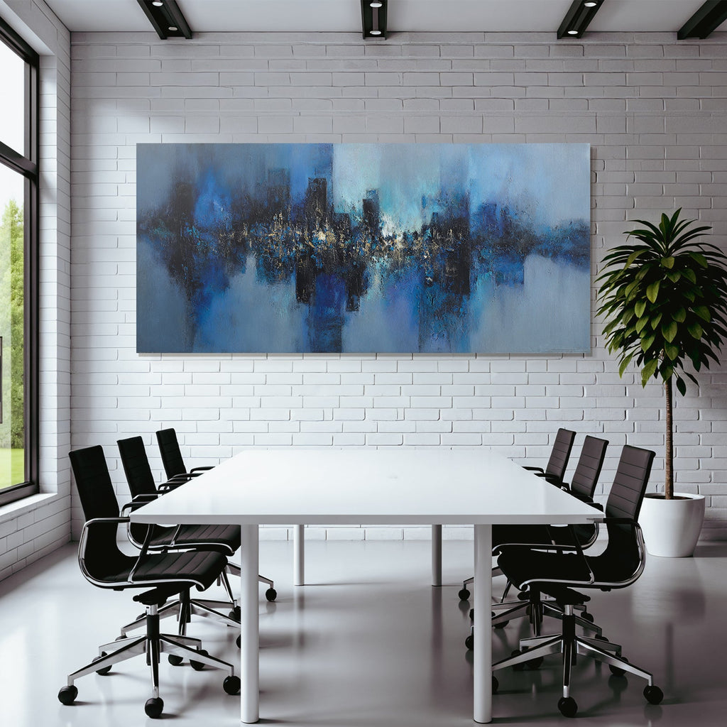 Blau Abstraktes Gemälde Blau Schwarz Late Shades