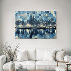 Blau Amsterdamer Kanal Collage Blau Ton Texturen Reflexionen