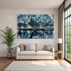 Blau Amsterdamer Kanal Collage Blau Ton Texturen Reflexionen
