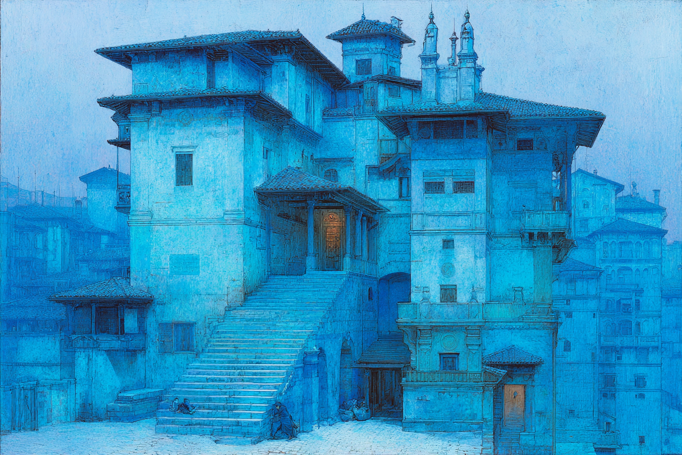 Blau Blaüs Architektur Traumhafte Stille Digital Rendering | Petrol Maritim Delfter Blau | Farbenwelten