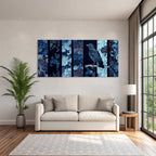 Blau Blumige Muster Und Vogel In Blau
