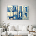 Blau Kollage Architektonische Elemente Hafen Szene Blau Beige