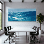 Blau Ocean Aquarell Schiffe Himmel Ruhige Szene
