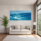 Blau Ocean Aquarell Schiffe Himmel Ruhige Szene