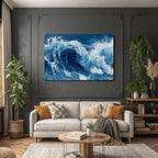Blau Ocean Wellen Dynamik Blau Weiss Kunstwerk