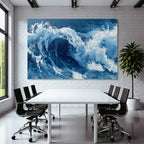 Blau Ocean Wellen Dynamik Blau Weiss Kunstwerk