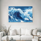 Blau Ocean Wellen Dynamik Blau Weiss Kunstwerk