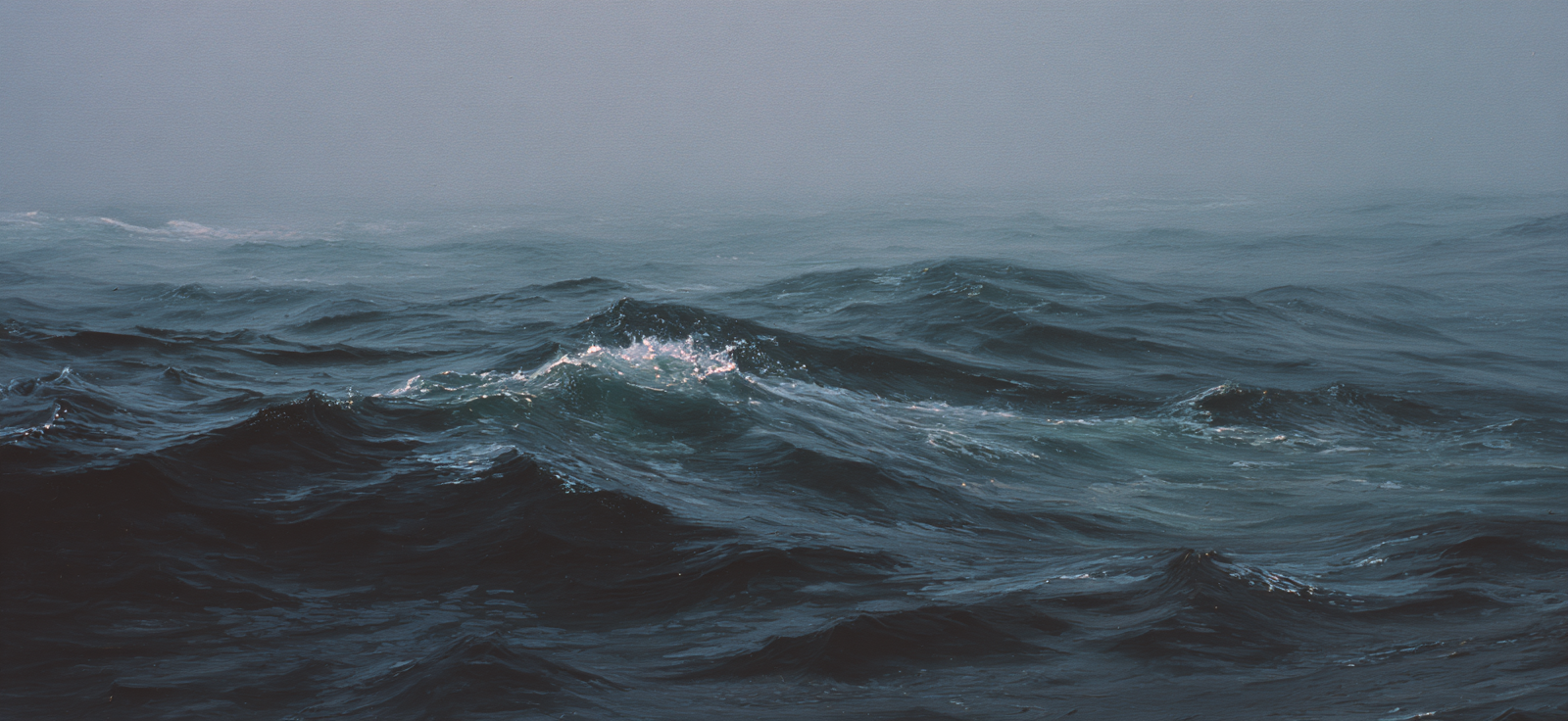 Blau Ocean Wellen Misty Atmosphere Schattierungen Von Blau Und Grau Entspannend | Petrol Maritim Delfter Blau | Farbenwelten
