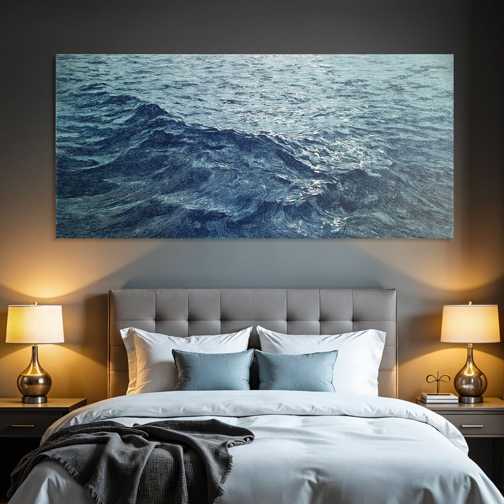 Blau Ocean Wellen Muster Blau Braun Beruhigende Natur Schönheit