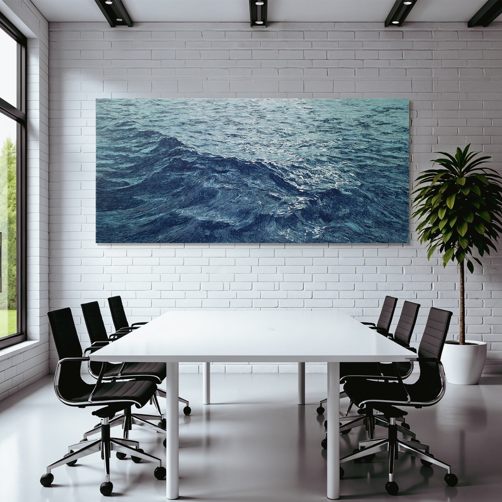 Blau Ocean Wellen Muster Blau Braun Beruhigende Natur Schönheit