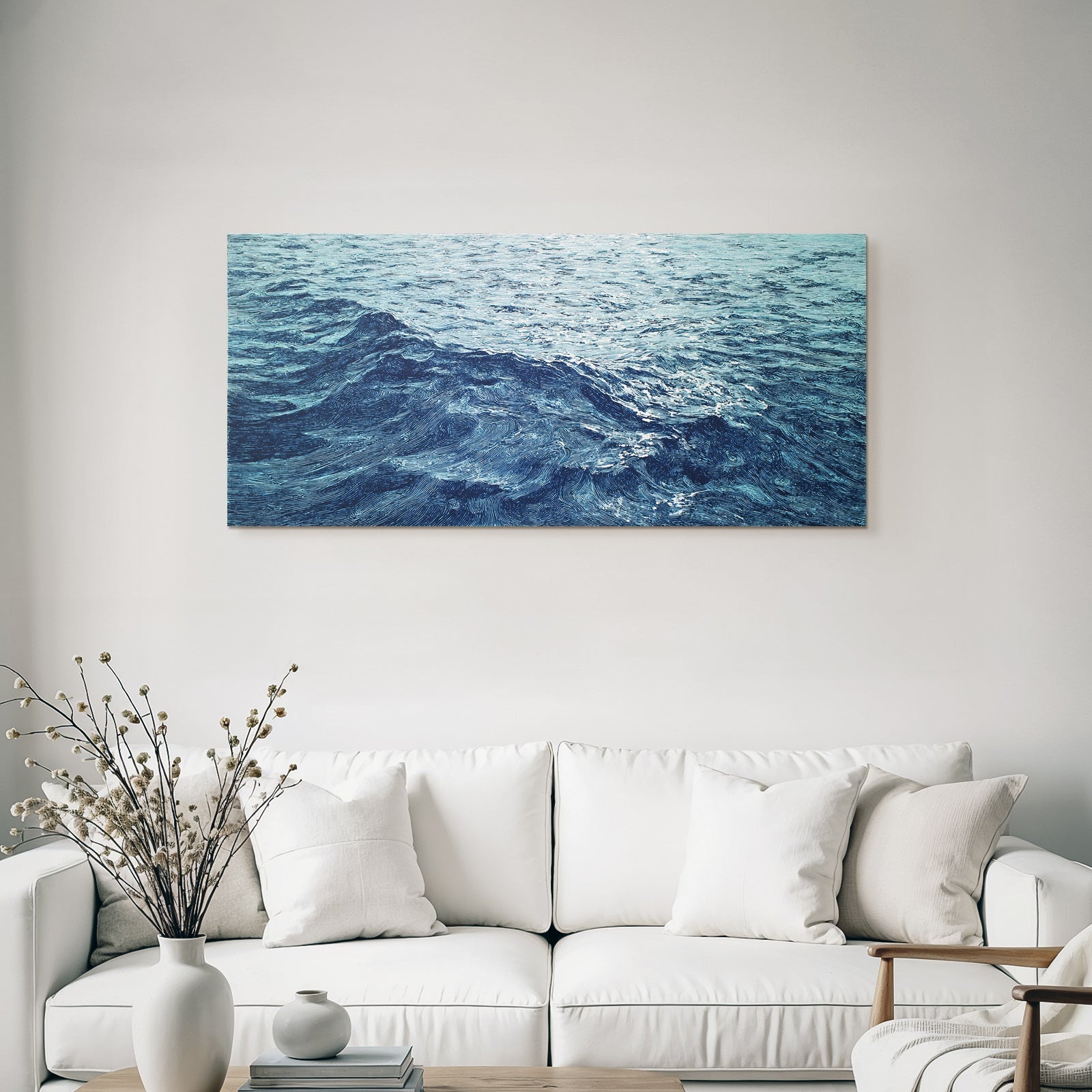 Blau Ocean Wellen Muster Blau Braun Beruhigende Natur Schönheit