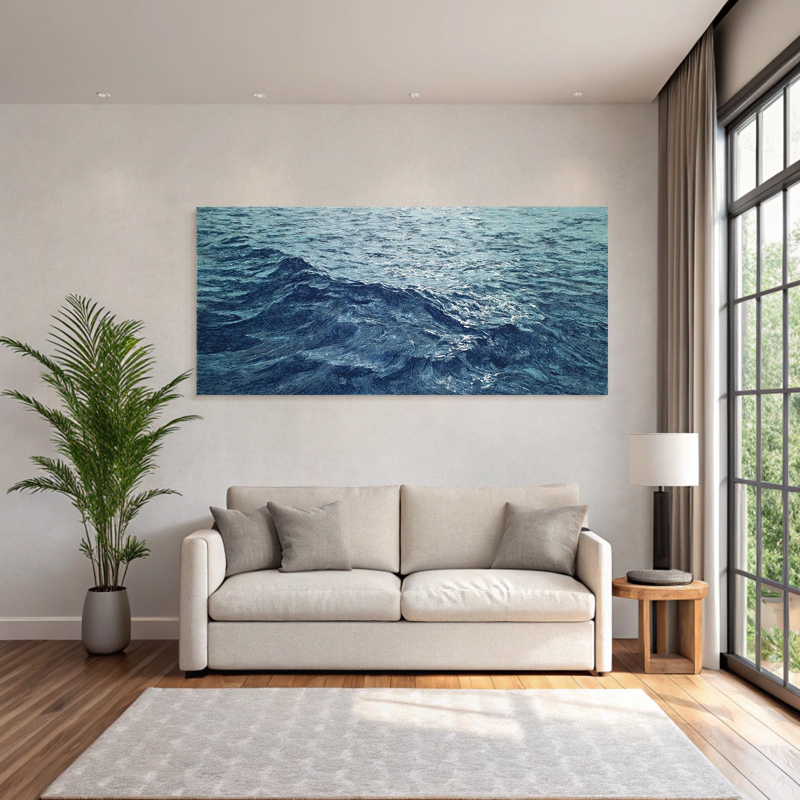Blau Ocean Wellen Muster Blau Braun Beruhigende Natur Schönheit