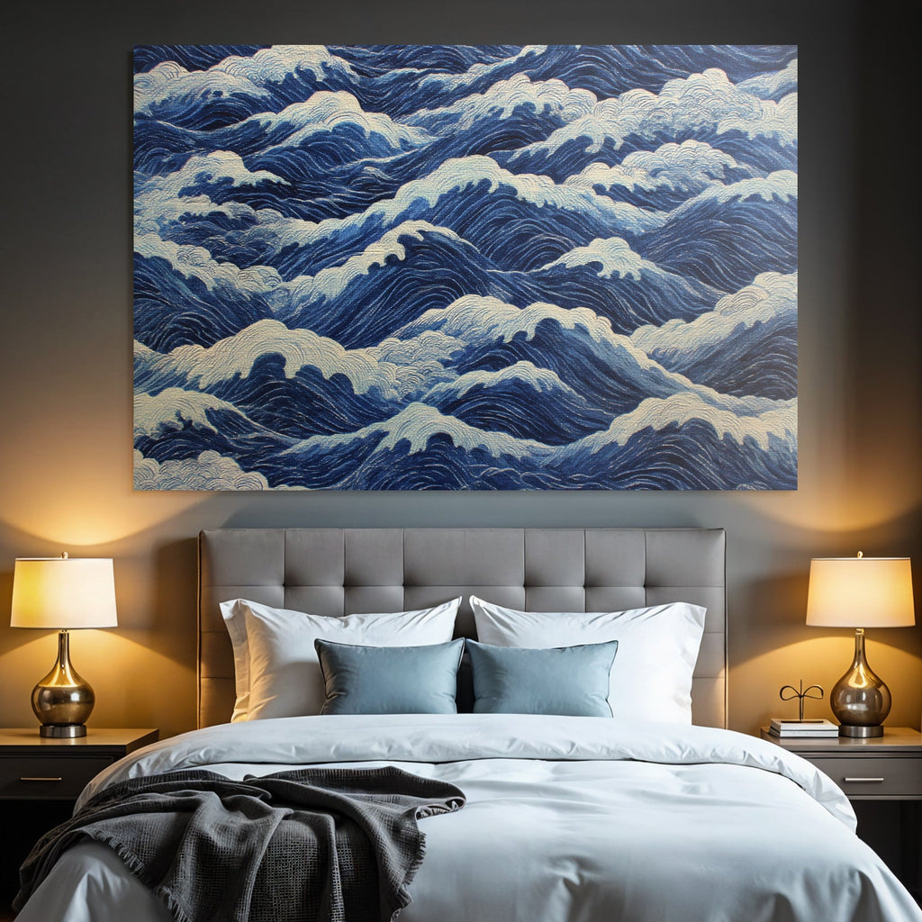 Blau Ocean Wellenmuster Mit Schaum Von Oben