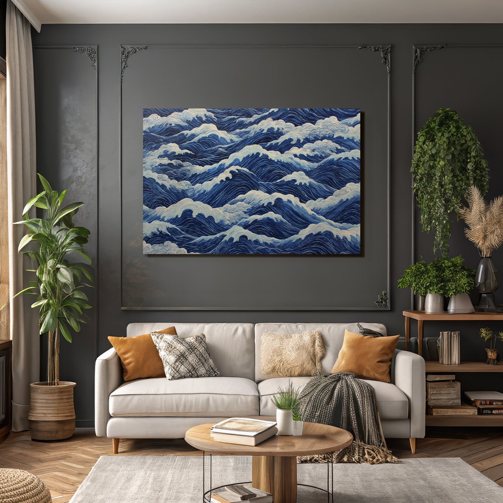 Blau Ocean Wellenmuster Mit Schaum Von Oben