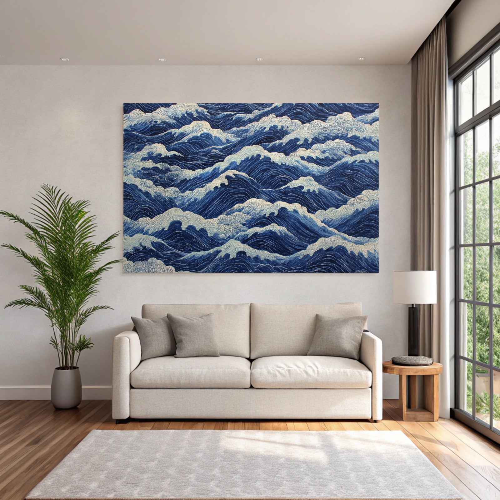 Blau Ocean Wellenmuster Mit Schaum Von Oben