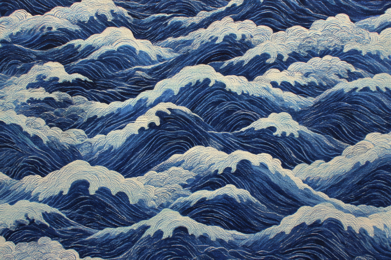 Blau Ocean Wellenmuster Mit Schaum Von Oben | Petrol Maritim Delfter Blau | Farbenwelten