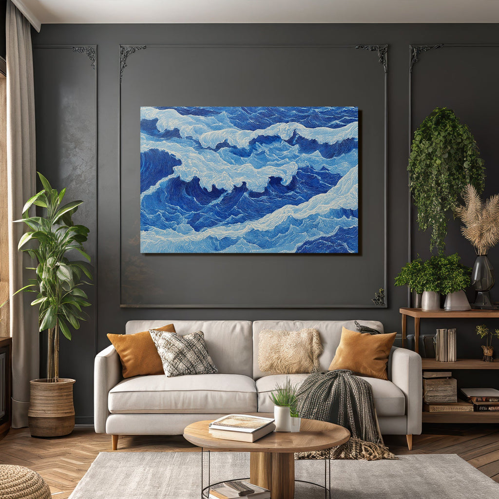 Blau Oceanwellenbewegung Dynamische Energie Kunst