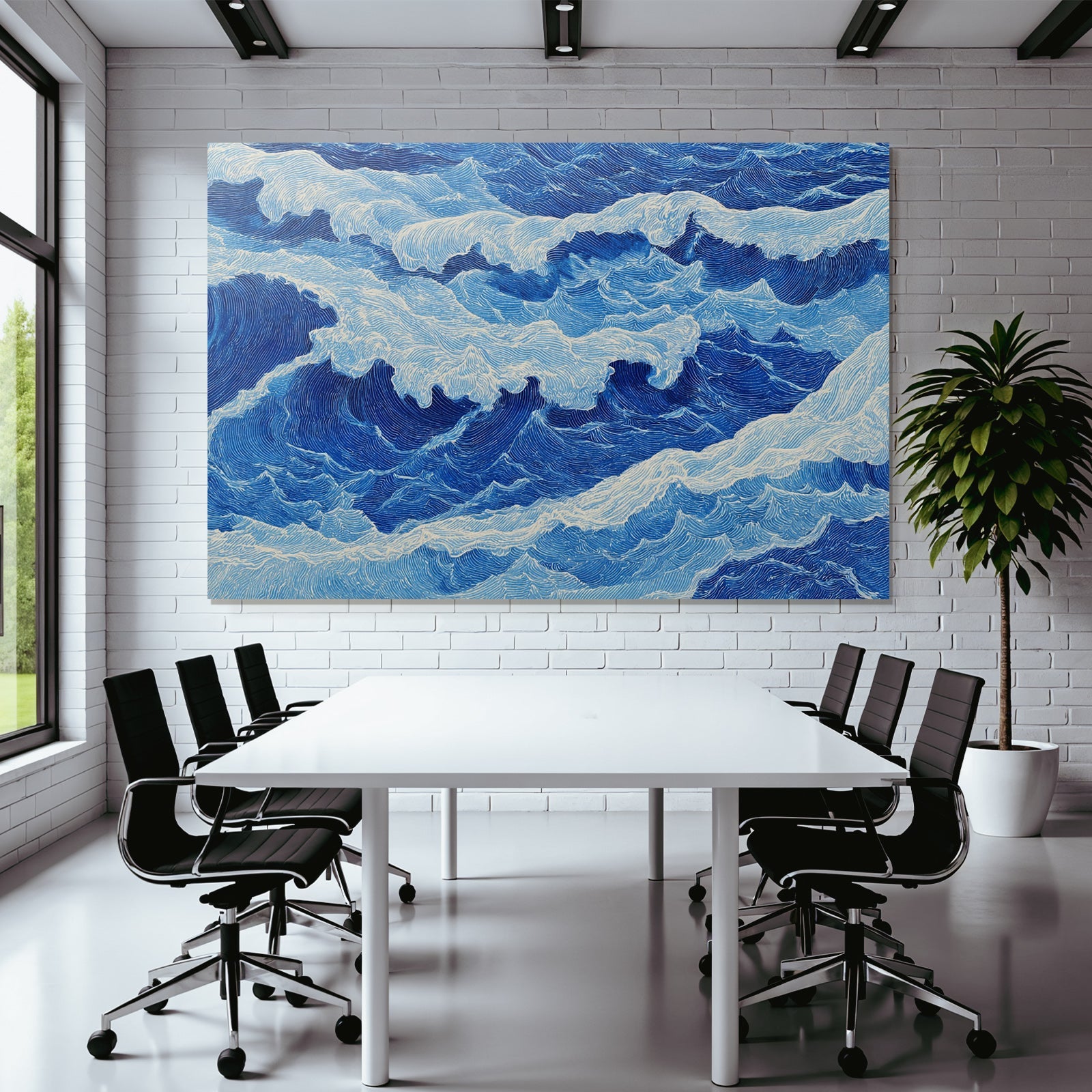 Blau Oceanwellenbewegung Dynamische Energie Kunst