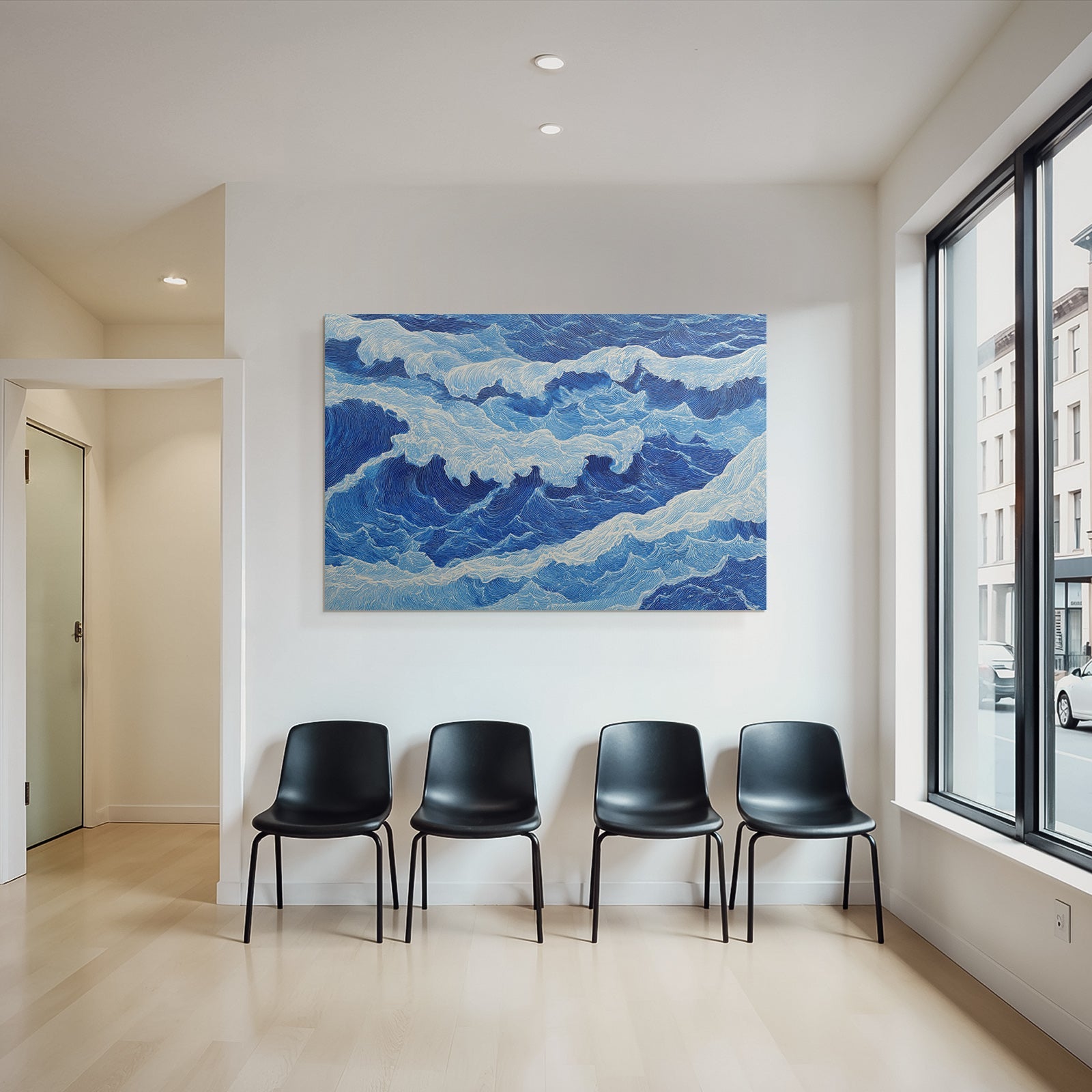 Blau Oceanwellenbewegung Dynamische Energie Kunst