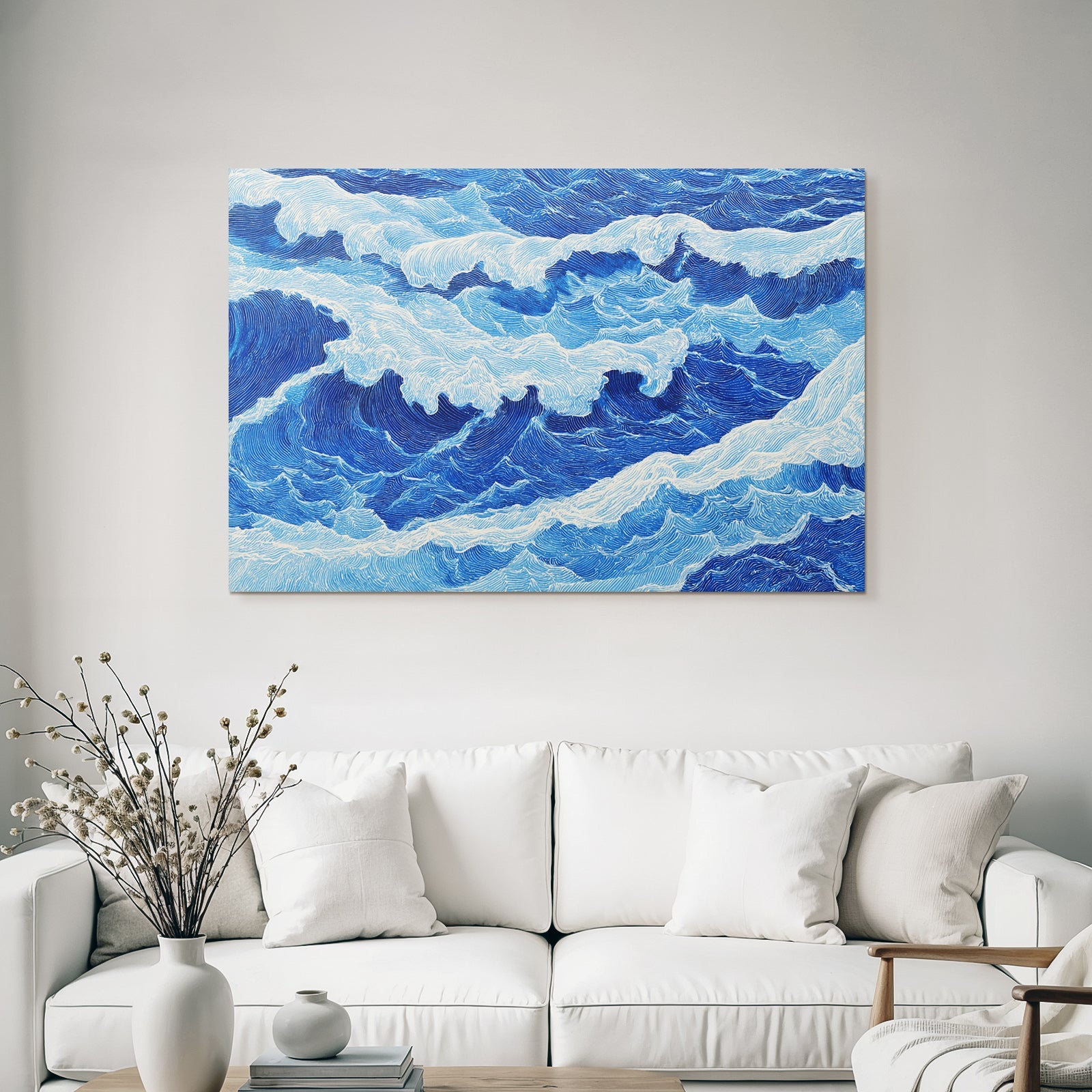 Blau Oceanwellenbewegung Dynamische Energie Kunst