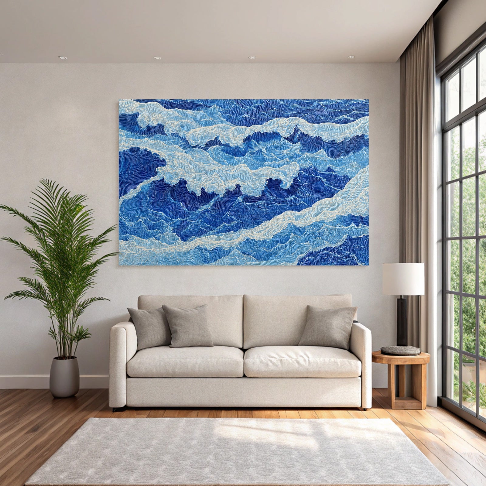 Blau Oceanwellenbewegung Dynamische Energie Kunst