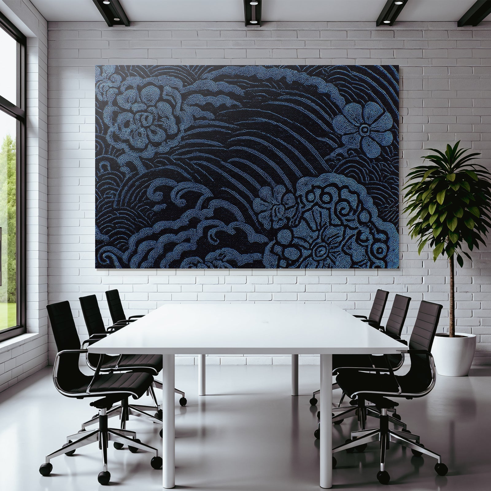 Blau Opulente Florale Muster Black Blü Textil Design