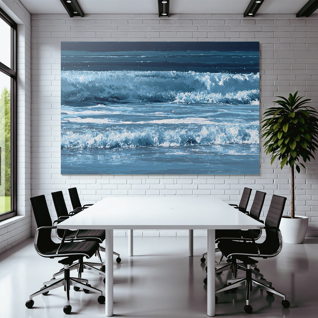Blau Ozeanwellen Mit Blaün Tönen Auf Dunklem Hintergrund