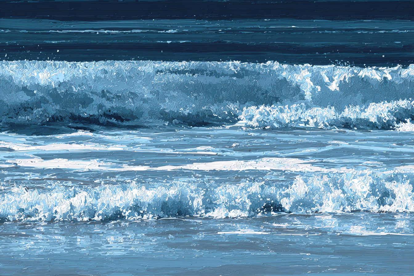Blau Ozeanwellen Mit Blaün Tönen Auf Dunklem Hintergrund | Petrol Maritim Delfter Blau | Farbenwelten
