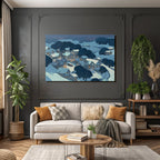 Blau Ruhige Winterlandschaft Dorf Im Schnee