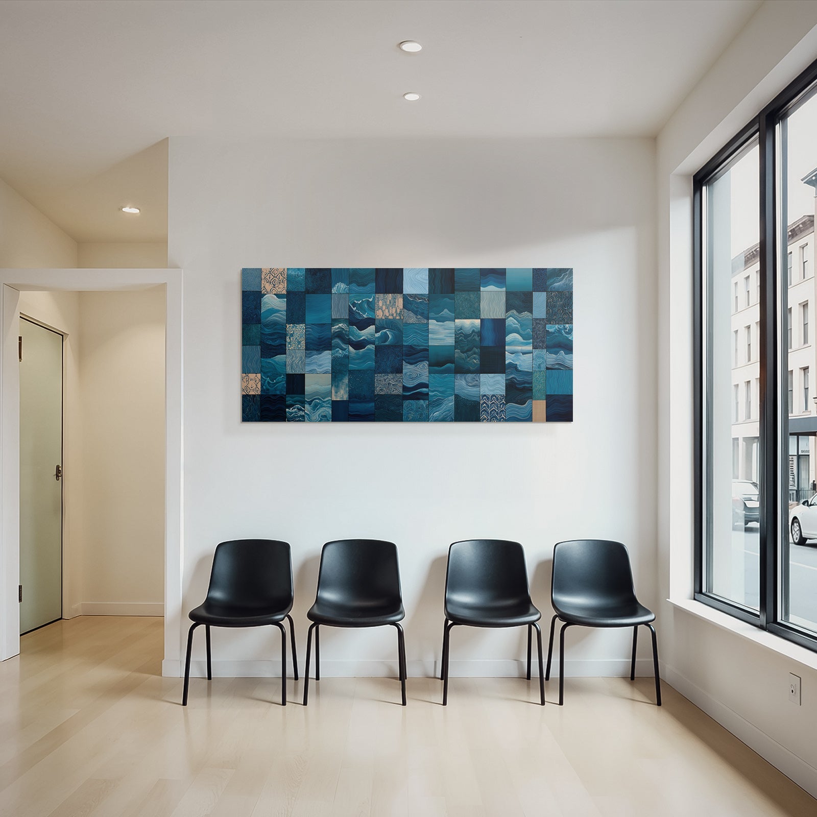 Blau Wellen Und Muster In Blau Und Teal Collage Kunst