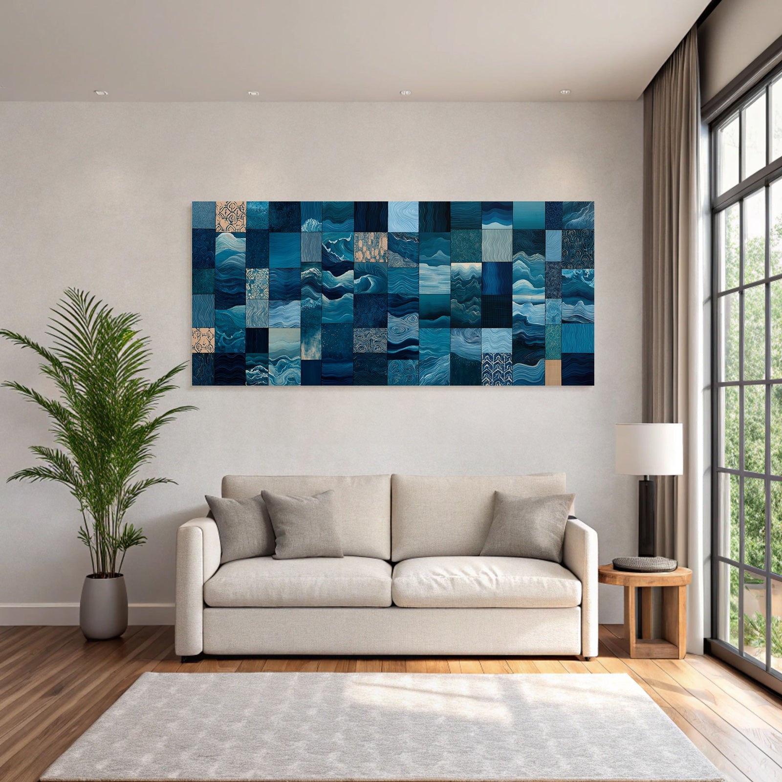 Blau Wellen Und Muster In Blau Und Teal Collage Kunst