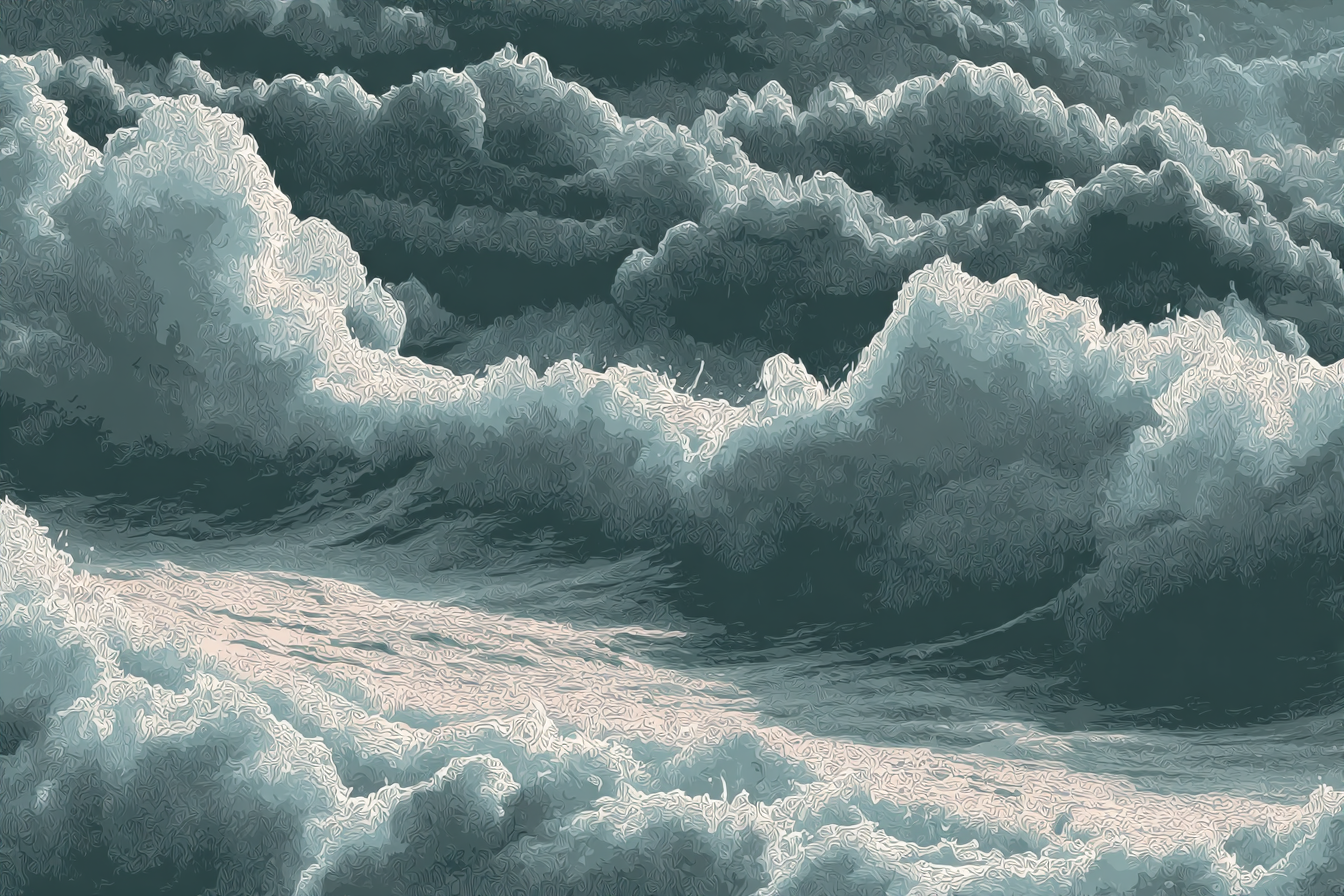 Blau Wirbelnde Wolken Gemalt In Blaün Und Weissen Schatten Abstrakte Natur Darstellung | Petrol Maritim Delfter Blau | Farbenwelten