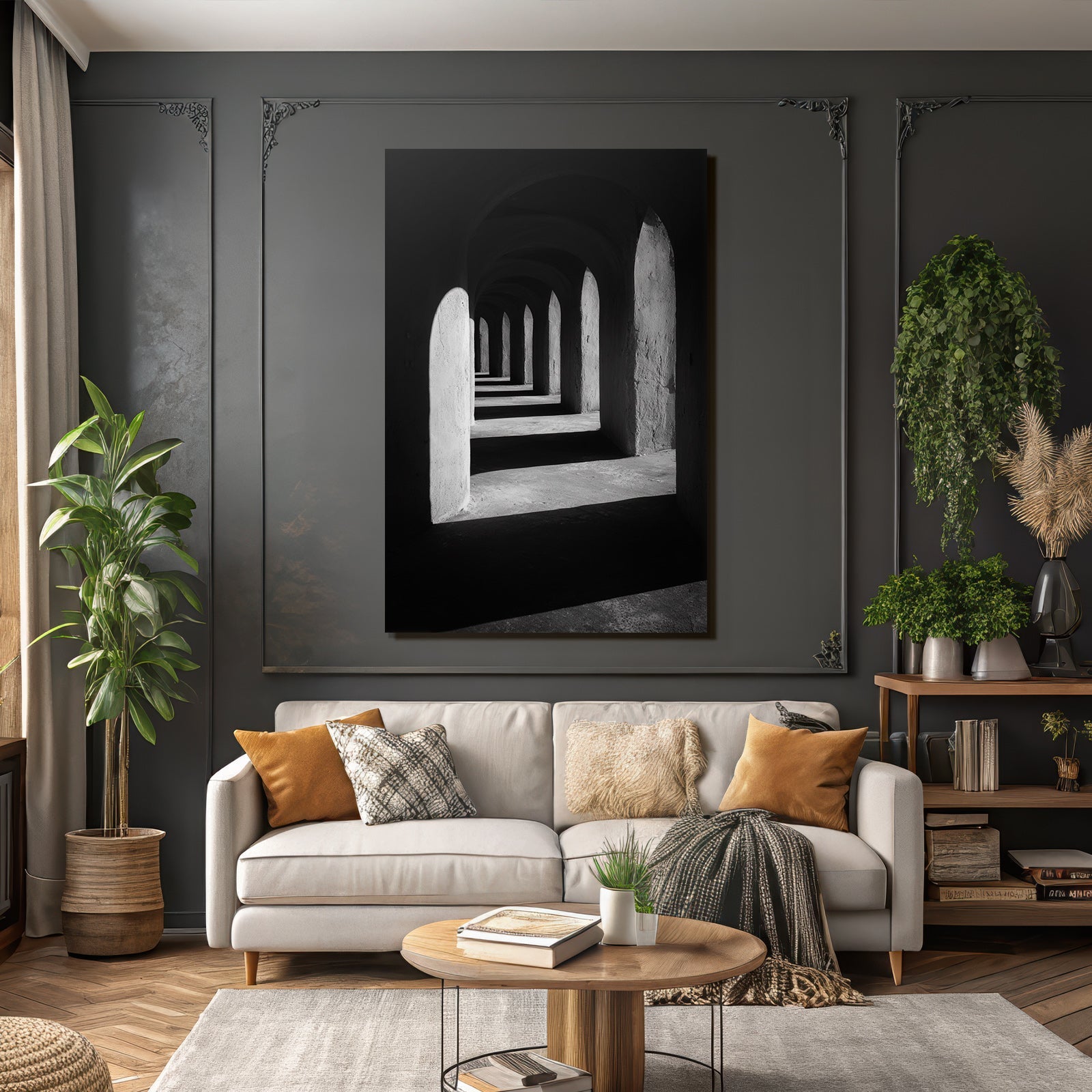Bogen Und Passagen Symmetrisches Muster Monochromatische Architektur