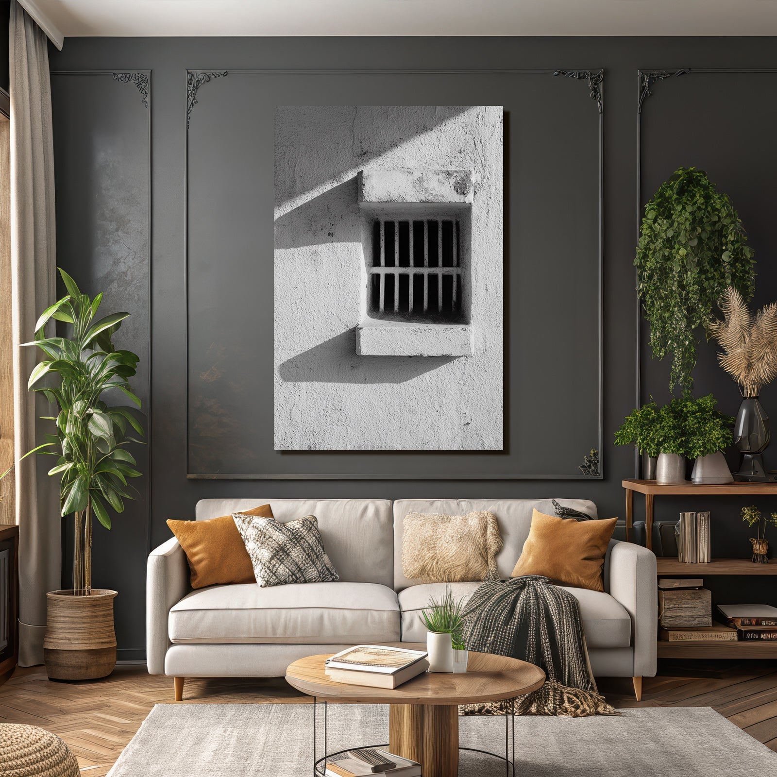 Gefängniswand Mit Gefängnisfenster Licht Und Schatten